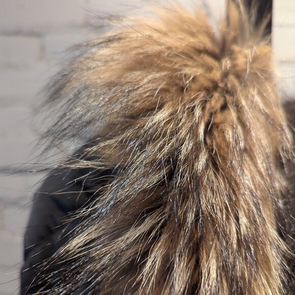 NB Series by Nicole Benisti Duck Down Puffer Jacket Size XS Raccoon Fur Collar - Picture 5 of 6